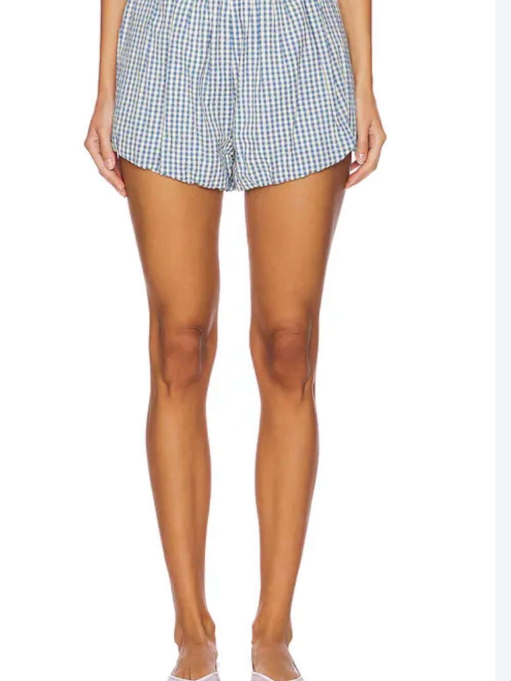 Posse Blue and White Gingham High Waist Women’s Shorts